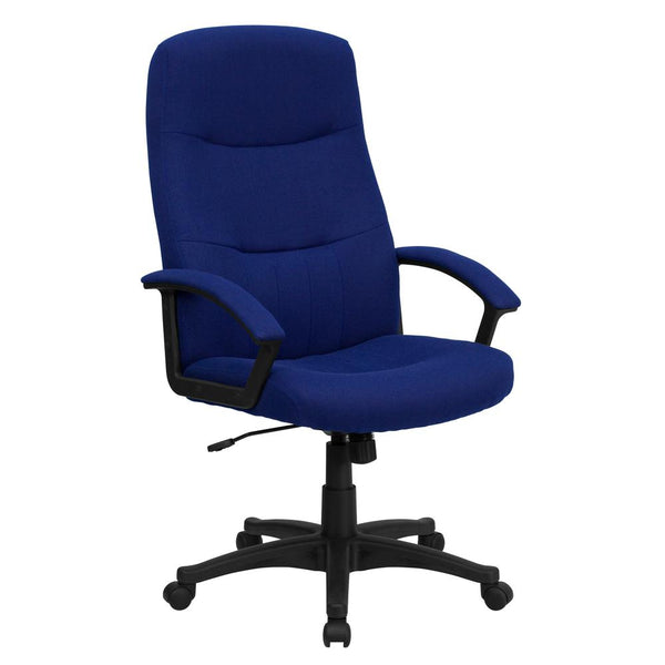 High Back Navy Blue Fabric Executive Swivel Office Chair With Two Line Horizontal Stitch Back And Arms By Flash Furniture | Office Chairs | Modishstore
