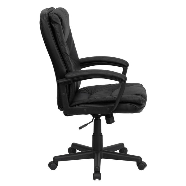 High Back Black Leather Executive Swivel Office Chair With Layered Padded Seat And Arms By Flash Furniture | Office Chairs | Modishstore - 2