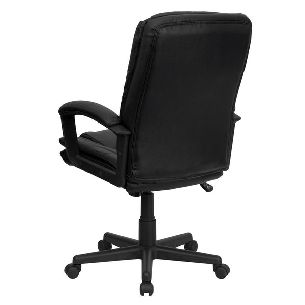 High Back Black Leather Executive Swivel Office Chair With Layered Padded Seat And Arms By Flash Furniture | Office Chairs | Modishstore - 3