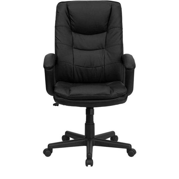 High Back Black Leather Executive Swivel Office Chair With Layered Padded Seat And Arms By Flash Furniture | Office Chairs | Modishstore - 4