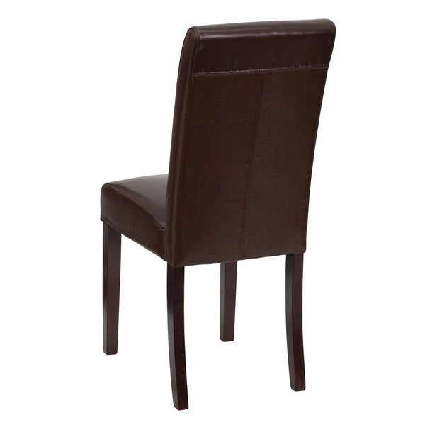 Dark Brown Leathersoft Panel Back Parsons Chair By Flash Furniture | Dining Chairs | Modishstore - 3