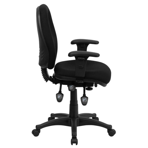 Mid-Back Black Fabric Multifunction Executive Swivel Ergonomic Office Chair With Adjustable Arms By Flash Furniture | Office Chairs | Modishstore - 2
