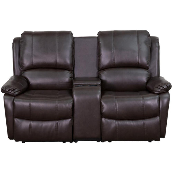 Allure Series 2-Seat Reclining Pillow Back Brown Leathersoft Theater Seating Unit With Cup Holders By Flash Furniture | Chairs & Recliners | Modishstore - 4