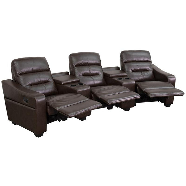 Theatre Seats | Leathersoft Reclining Home Theatre Sectional Sofa By Flash Furniture | Chairs & Recliners | Modishstore