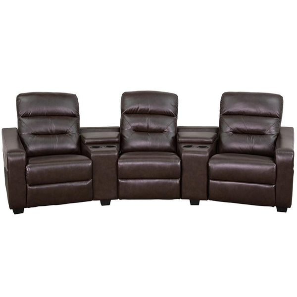 Theatre Seats | Leathersoft Reclining Home Theatre Sectional Sofa By Flash Furniture | Chairs & Recliners | Modishstore - 4