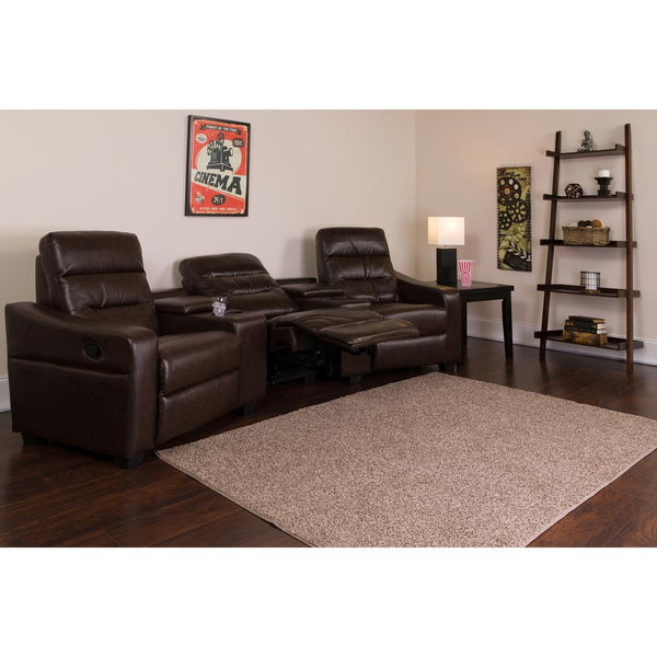 Theatre Seats | Leathersoft Reclining Home Theatre Sectional Sofa By Flash Furniture | Chairs & Recliners | Modishstore - 2