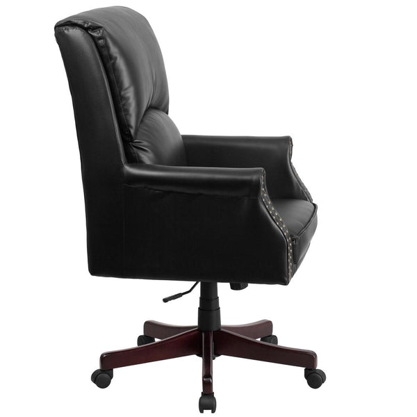 High Back Pillow Back Black Leathersoft Executive Swivel Office Chair With Arms By Flash Furniture | Office Chairs | Modishstore - 2
