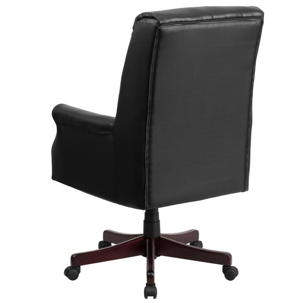 High Back Pillow Back Black Leathersoft Executive Swivel Office Chair With Arms By Flash Furniture | Office Chairs | Modishstore - 3
