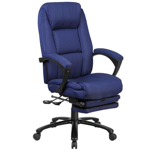 High Back Navy Fabric Executive Reclining Ergonomic Swivel Office Chair With Comfort Coil Seat Springs And Armrests By Flash Furniture | Office Chairs | Modishstore