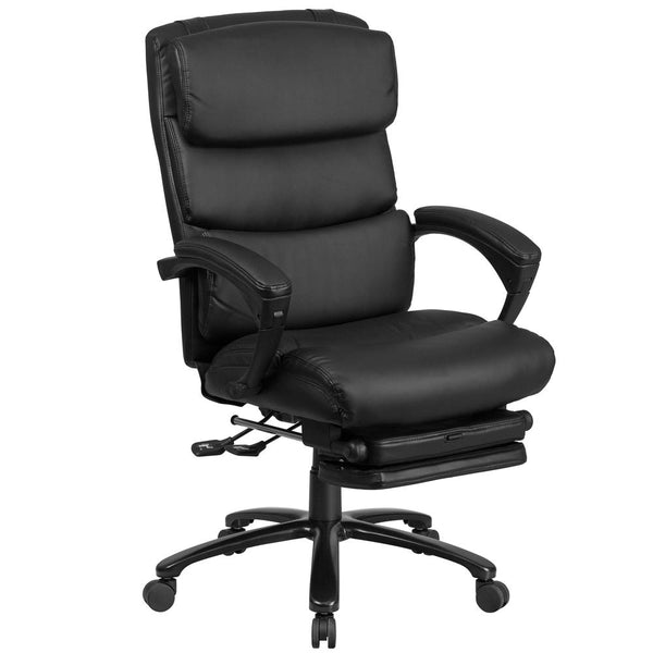 High Back Black Leathersoft Executive Reclining Ergonomic Office Chair With Adjustable Headrest, Coil Seat Springs And Arms By Flash Furniture | Office Chairs | Modishstore
