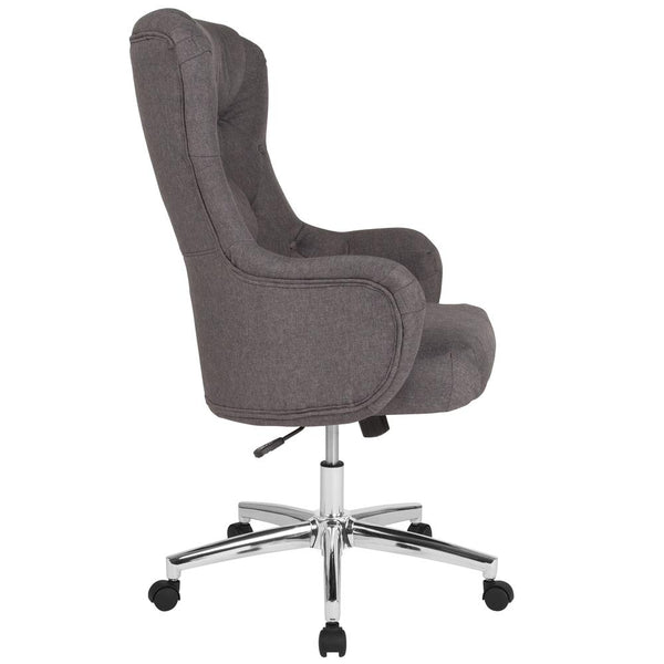 Home And Office Diamond Patterned Button Tufted Upholstered High Back Chair In Dark Gray Fabric By Flash Furniture | Office Chairs | Modishstore - 2