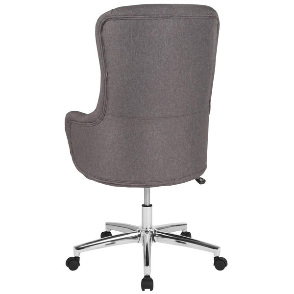 Home And Office Diamond Patterned Button Tufted Upholstered High Back Chair In Dark Gray Fabric By Flash Furniture | Office Chairs | Modishstore - 3