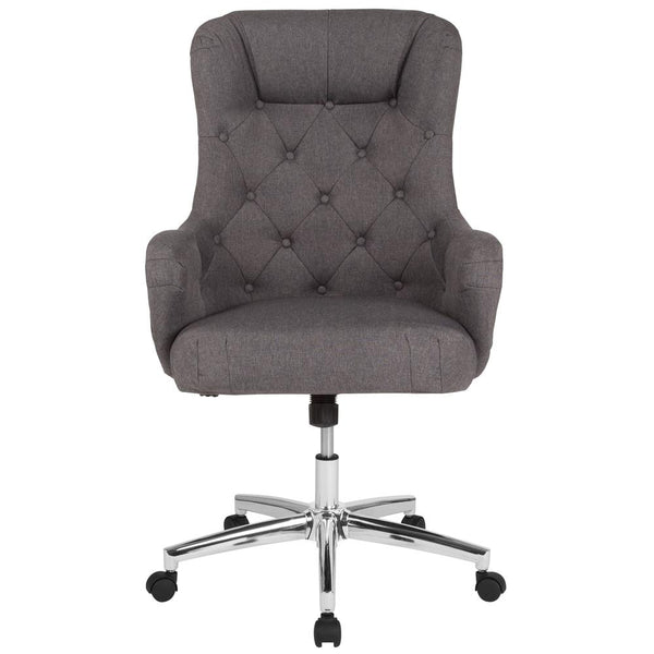 Home And Office Diamond Patterned Button Tufted Upholstered High Back Chair In Dark Gray Fabric By Flash Furniture | Office Chairs | Modishstore - 4