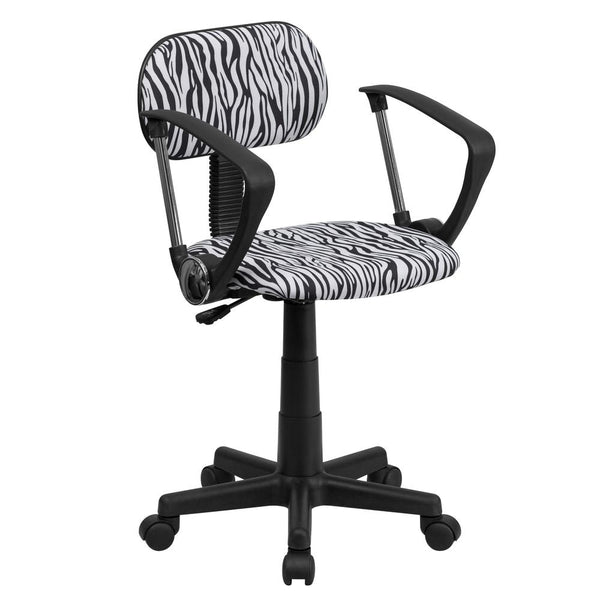 Black And White Zebra Print Swivel Task Office Chair With Arms By Flash Furniture | Office Chairs | Modishstore