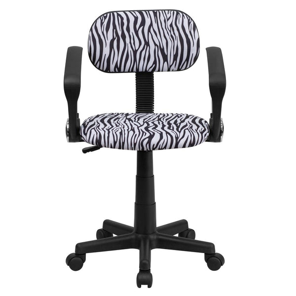Black And White Zebra Print Swivel Task Office Chair With Arms By Flash Furniture | Office Chairs | Modishstore - 4