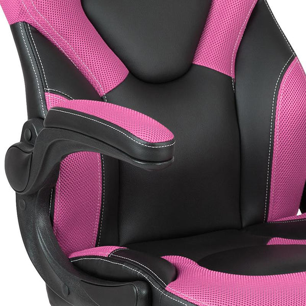 X10 Gaming Chair Racing Office Ergonomic Computer Pc Adjustable Swivel Chair With Flip-Up Arms, Pink/Black Leathersoft By Flash Furniture | Office Chairs | Modishstore - 2