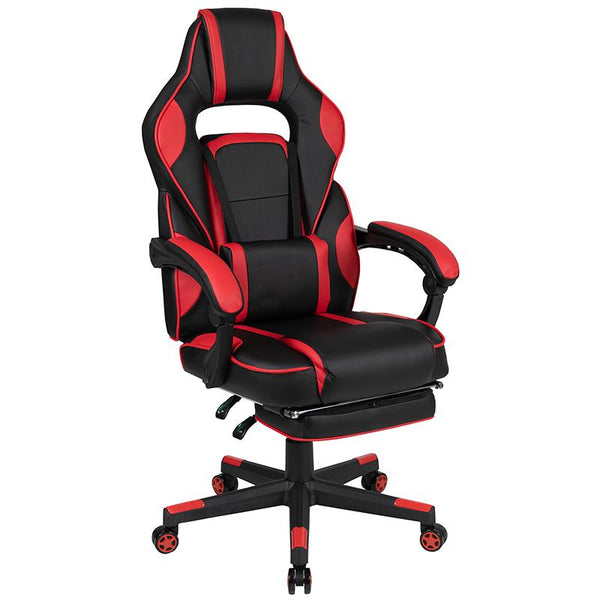 X40 Gaming Chair Racing Ergonomic Computer Chair With Fully Reclining Back/Arms, Slide-Out Footrest, Massaging Lumbar - Red By Flash Furniture | Office Chairs | Modishstore - 2