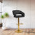 Contemporary Black Vinyl Adjustable Height Barstool With Rounded Mid-Back And Gold Base By Flash Furniture | Bar Stools | Modishstore