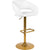 Contemporary White Vinyl Adjustable Height Barstool With Rounded Mid-Back And Gold Base By Flash Furniture | Bar Stools | Modishstore - 2