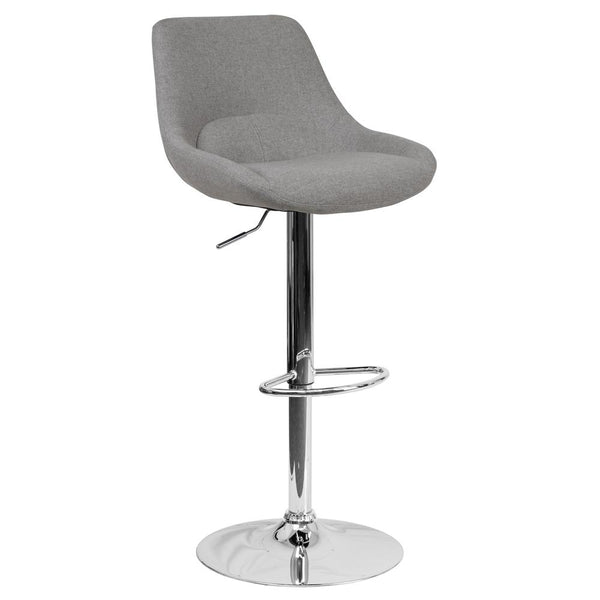 Contemporary Gray Fabric Adjustable Height Barstool With Chrome Base By Flash Furniture | Bar Stools | Modishstore