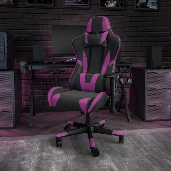 X20 Gaming Chair Racing Office Ergonomic Computer Pc Adjustable Swivel Chair With Fully Reclining Back In Purple Leathersoft By Flash Furniture | Office Chairs | Modishstore