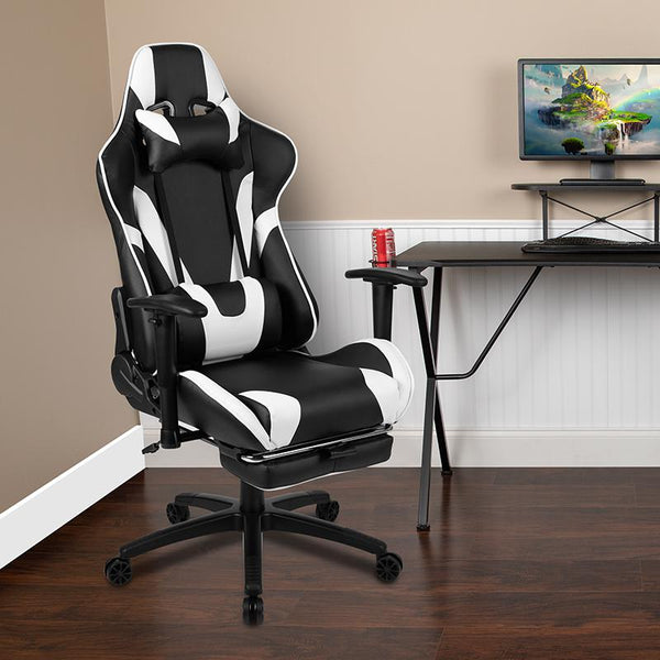 X30 Gaming Chair Racing Office Ergonomic Computer Chair With Fully Reclining Back And Slide-Out Footrest In Black Leathersoft By Flash Furniture | Office Chairs | Modishstore - 2
