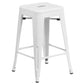 Commercial Grade 24" High Backless White Metal Indoor-Outdoor Counter Height Stool With Square Seat By Flash Furniture | Bar Stools | Modishstore - 2