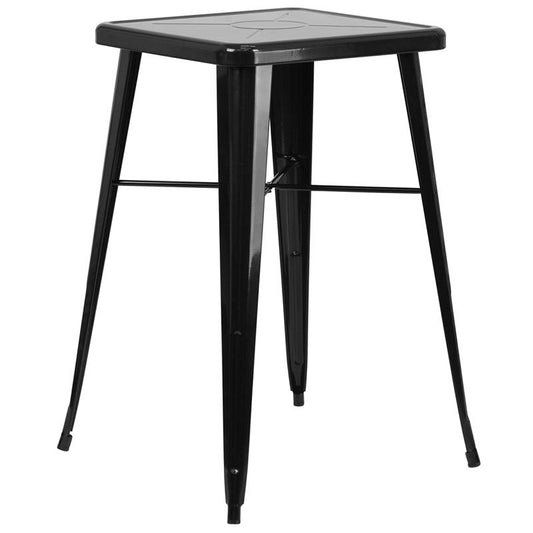 23.75'' Square Black Metal Indoor-Outdoor Bar Height Table By Flash Furniture | Outdoor Tables | Modishstore
