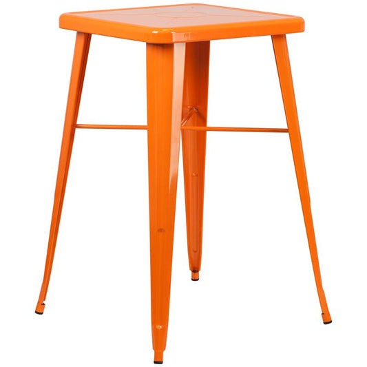 23.75'' Square Orange Metal Indoor-Outdoor Bar Height Table By Flash Furniture | Outdoor Tables | Modishstore