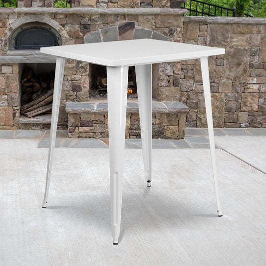 Commercial Grade 31.5" Square White Metal Indoor-Outdoor Bar Height Table By Flash Furniture | Outdoor Tables | Modishstore