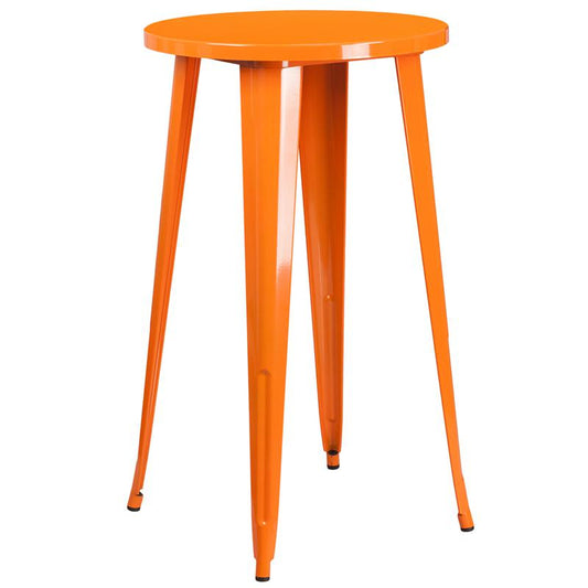 24'' Round Orange Metal Indoor-Outdoor Bar Height Table By Flash Furniture | Outdoor Tables | Modishstore