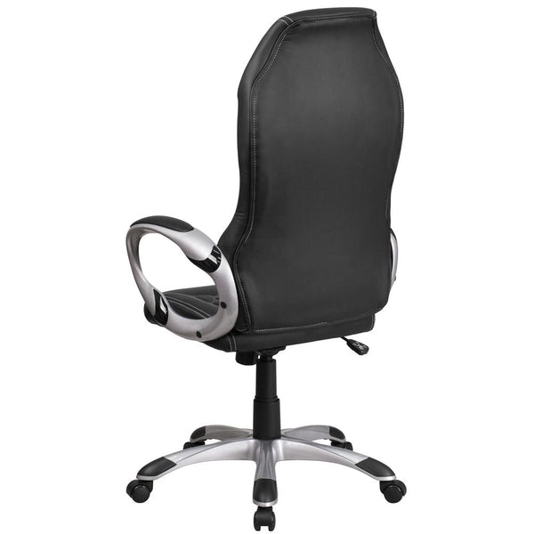 High Back Black Vinyl Executive Swivel Office Chair With Arms By Flash Furniture | Office Chairs | Modishstore - 3