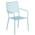 Commercial Grade Sky Blue Indoor-Outdoor Steel Patio Arm Chair With Square Back By Flash Furniture | Dining Chairs | Modishstore
