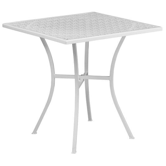 Commercial Grade Square Patio Table | Outdoor Steel Square Patio Table [Co-5-Wh-Gg] By Flash Furniture | Outdoor Tables | Modishstore