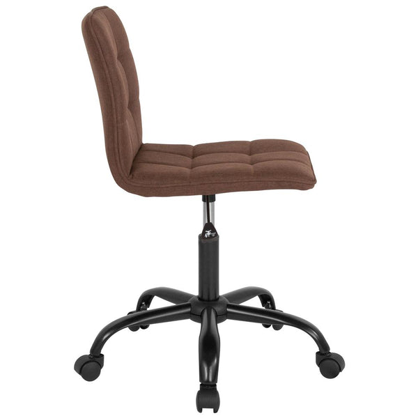 Home And Office Armless Task Chair With Tufted Back/Seat In Brown Fabric By Flash Furniture | Office Chairs | Modishstore - 2