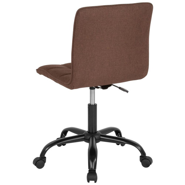 Home And Office Armless Task Chair With Tufted Back/Seat In Brown Fabric By Flash Furniture | Office Chairs | Modishstore - 3