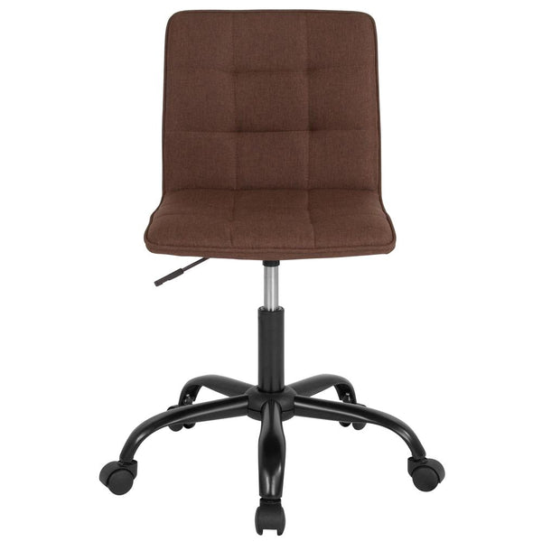 Home And Office Armless Task Chair With Tufted Back/Seat In Brown Fabric By Flash Furniture | Office Chairs | Modishstore - 4