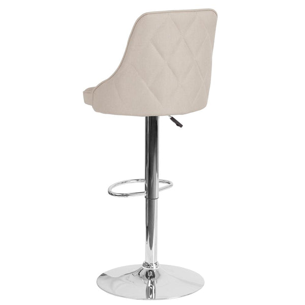 Contemporary Adjustable Height Barstool In Beige Fabric By Flash Furniture | Bar Stools | Modishstore - 3
