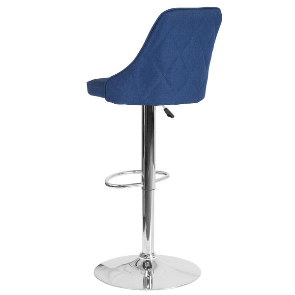 Contemporary Adjustable Height Barstool In Blue Fabric By Flash Furniture | Bar Stools | Modishstore - 3