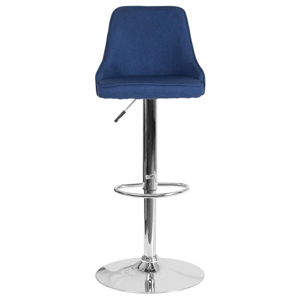 Contemporary Adjustable Height Barstool In Blue Fabric By Flash Furniture | Bar Stools | Modishstore - 4