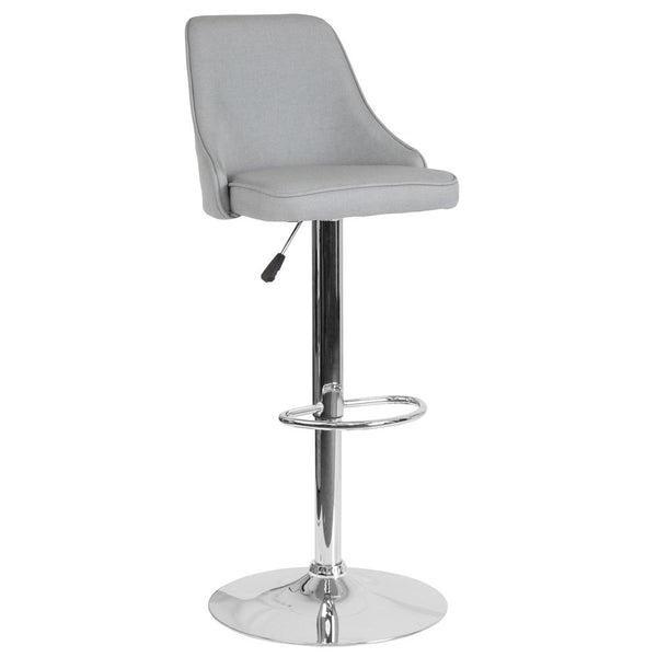 Contemporary Adjustable Height Barstool In Light Gray Fabric By Flash Furniture | Bar Stools | Modishstore