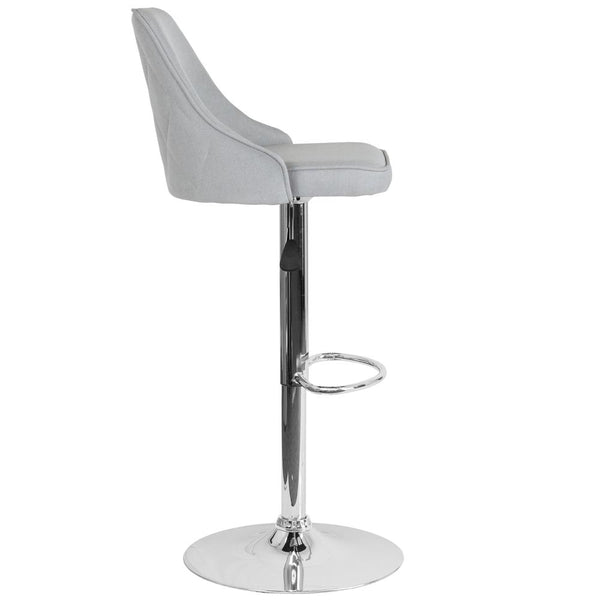 Contemporary Adjustable Height Barstool In Light Gray Fabric By Flash Furniture | Bar Stools | Modishstore - 2