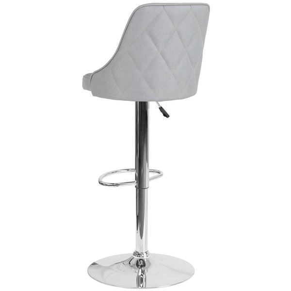 Contemporary Adjustable Height Barstool In Light Gray Fabric By Flash Furniture | Bar Stools | Modishstore - 3