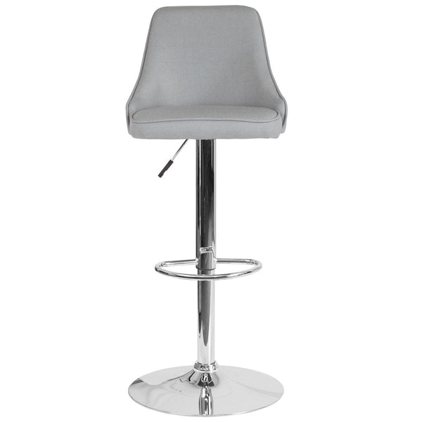 Contemporary Adjustable Height Barstool In Light Gray Fabric By Flash Furniture | Bar Stools | Modishstore - 4