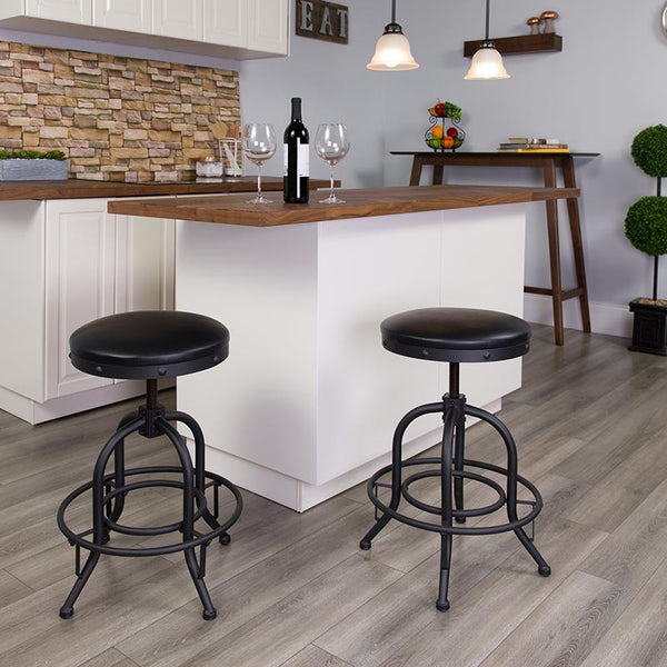 24'' Counter Height Stool With Swivel Lift Black Leathersoft Seat By Flash Furniture | Bar Stools | Modishstore