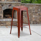 Commercial Grade 30" High Backless Distressed Kelly Red Metal Indoor-Outdoor Barstool By Flash Furniture | Bar Stools | Modishstore