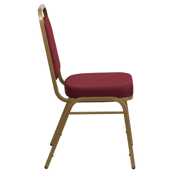Hercules Series Trapezoidal Back Stacking Banquet Chair In Burgundy Patterned Fabric - Gold Frame By Flash Furniture | Side Chairs | Modishstore - 2