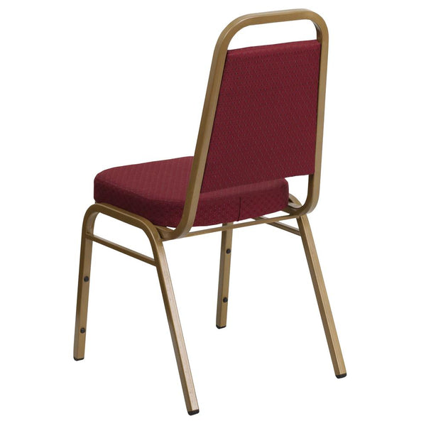 Hercules Series Trapezoidal Back Stacking Banquet Chair In Burgundy Patterned Fabric - Gold Frame By Flash Furniture | Side Chairs | Modishstore - 3