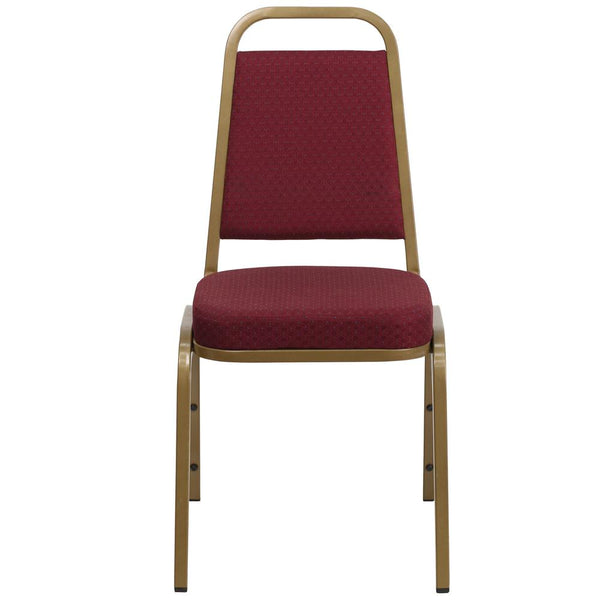 Hercules Series Trapezoidal Back Stacking Banquet Chair In Burgundy Patterned Fabric - Gold Frame By Flash Furniture | Side Chairs | Modishstore - 4