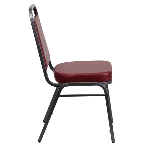 Hercules Series Trapezoidal Back Stacking Banquet Chair In Burgundy Vinyl - Silver Vein Frame By Flash Furniture | Side Chairs | Modishstore - 2